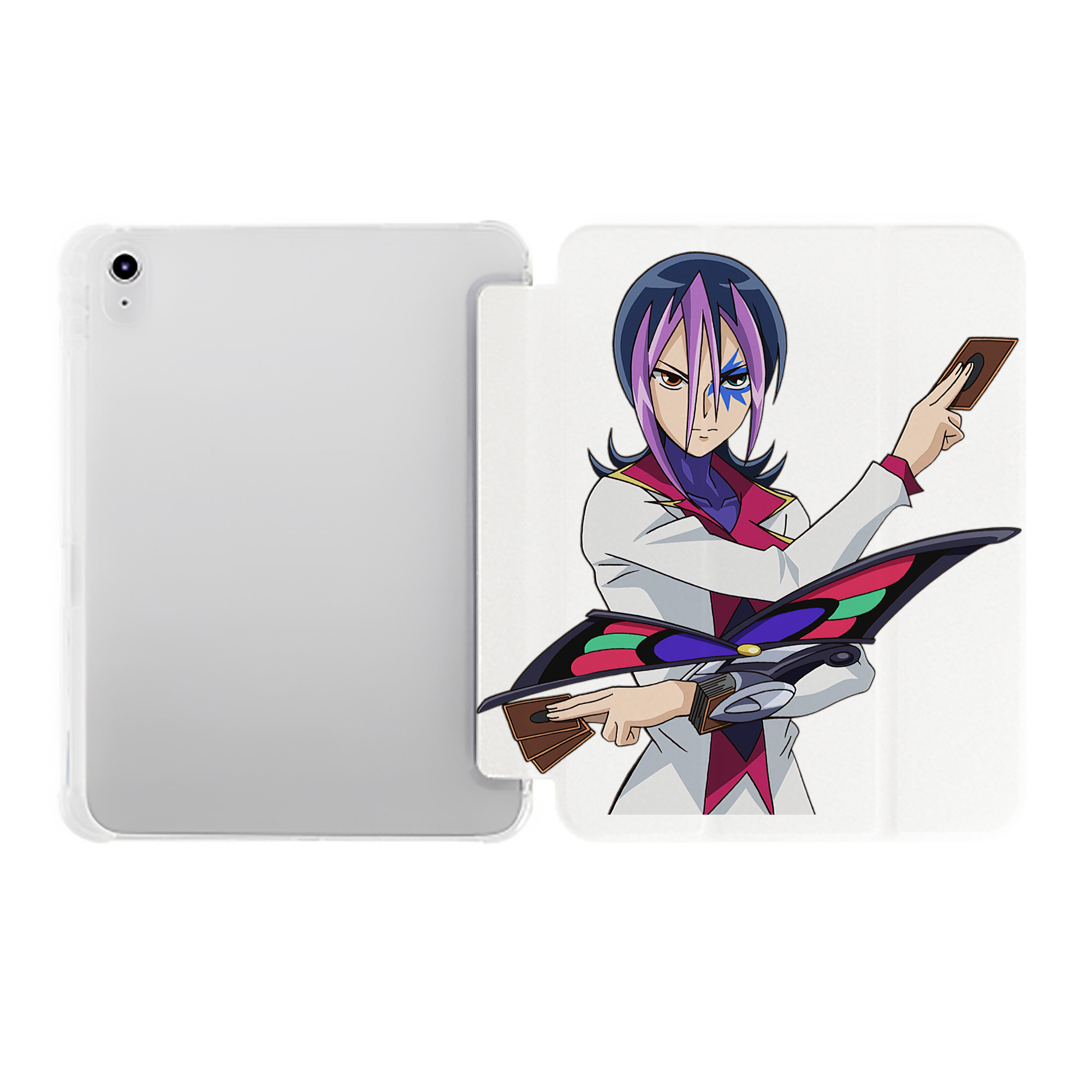 （画像用） 遊☆戯☆王 Yu-Gi-Oh! IPad ケース ペン収納付き 三つ折りスタンド PUレザー×シリコン 対応機種9.5/10.5/10.9インチ